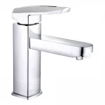 Смеситель для умывальника NOF1 однорычажный с литым изливом хромированный крепеж скоба-шпилька Ø35