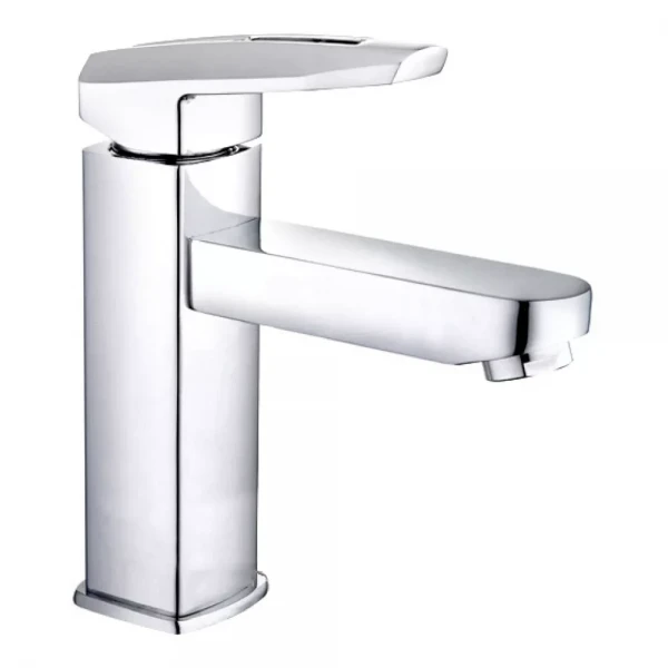 Смеситель для умывальника NOF1 однорычажный с литым изливом хромированный крепеж скоба-шпилька Ø35