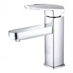 Смеситель для умывальника NOF1 однорычажный с литым изливом хромированный крепеж скоба-шпилька Ø35