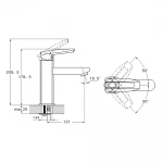 Смеситель для умывальника NOF1 однорычажный с литым изливом хромированный крепеж скоба-шпилька Ø35