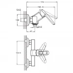Смеситель для душа NOF5 однорычажный хромированный сплав с картриджем Ø35