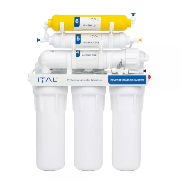 Фильтр обратного осмоса ITAL RO6-75 с минерализатором шестиступенчатой ​​системы очистки.