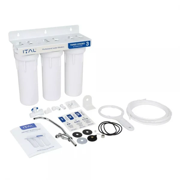 Фильтр тройной ITAL с картриджами и краном.