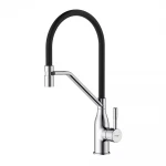 Смеситель для кухни FRAP F4497 однорычажный с силиконовым изливом крепления гайкой корпус латунный Ø35 хром