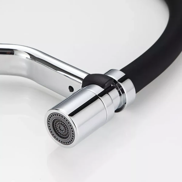 Смеситель для кухни FRAP F4497 однорычажный с силиконовым изливом крепления гайкой корпус латунный Ø35 хром