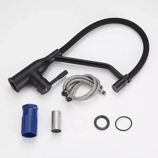 Смеситель для кухни FRAP F4497-6 однорычажный с силиконовым изливом черный, латунный корпус, крепление гайкой, картридж 90° Ø35