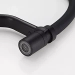 Смеситель для кухни FRAP F4497-6 однорычажный с силиконовым изливом черный, латунный корпус, крепление гайкой, картридж 90° Ø35