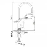 Смеситель для кухни FRAP F4497-9 однорычажный с силиконовым изливом серый Gungrey, латунный корпус, крепление гайкой, картридж 90° Ø35