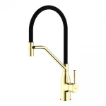 F4497-3 кухня одноваж. силікон. вилив лат. корп. гайка карт.90° Ø35 (сатин золотой) {10}