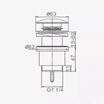 F62-9 донний клапан автомат Ø41мм 1 1/4 (сірий Gungrey) {50}