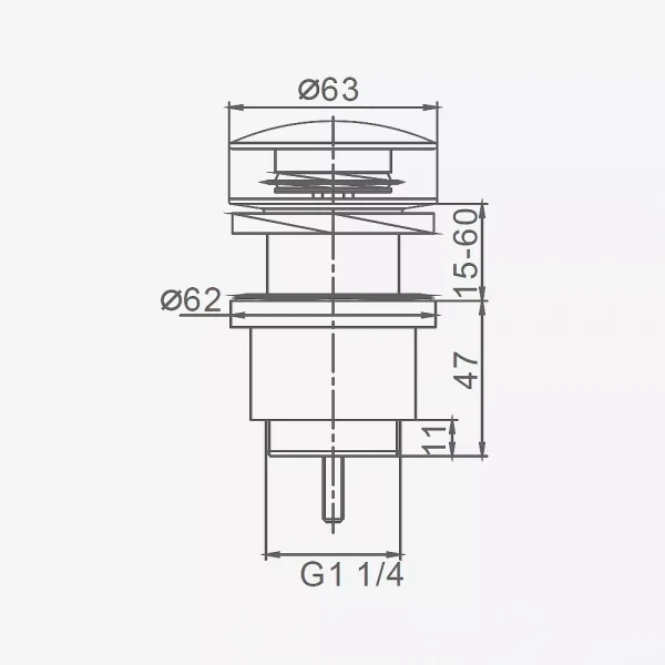 F62-9 донний клапан автомат Ø41мм 1 1/4 (сірий Gungrey) {50}