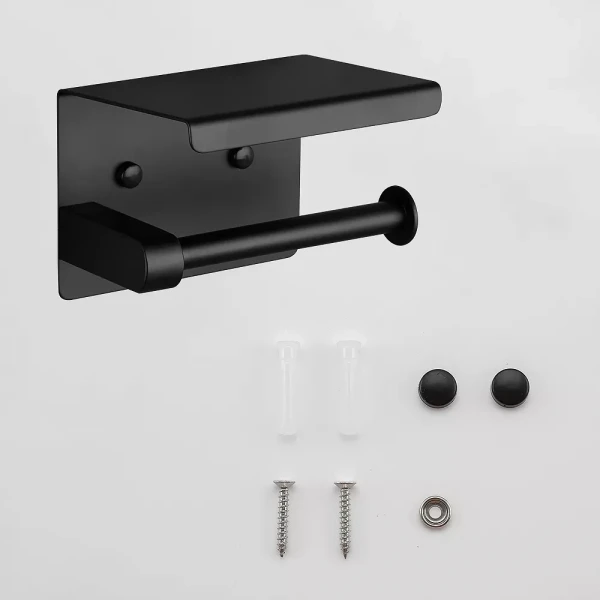 Держатель туалетной бумаги FRAP F502-6 с полочкой черный