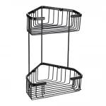 F351-16 полка кутова подвійна з гачками нерж. сталь (чорна)** {10}