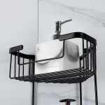 F351-16 полка кутова подвійна з гачками нерж. сталь (чорна)** {10}