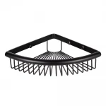 F352-6 полиця кутова одинарна з гачками нерж. сталь (чорна)** {20}