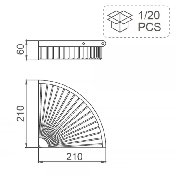 F352-6 полиця кутова одинарна з гачками нерж. сталь (чорна)** {20}