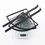 F352-16 полиця кутова подвійна з гачками нерж. сталь (чорна)** {10}