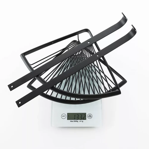 F352-16 полиця кутова подвійна з гачками нерж. сталь (чорна)** {10}