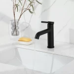 Смеситель для умывальника GAPPO G1006-6 однорычажный с круглым изливом черный латунный крепеж гайкой Ø35