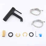 Смеситель для умывальника GAPPO G1006-6 однорычажный с круглым изливом черный латунный крепеж гайкой Ø35