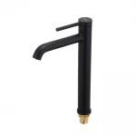 Смеситель для умывальника GAPPO G1006-26 однорычажный с высоким круглым изливом черный латунный крепеж гайкой Ø35