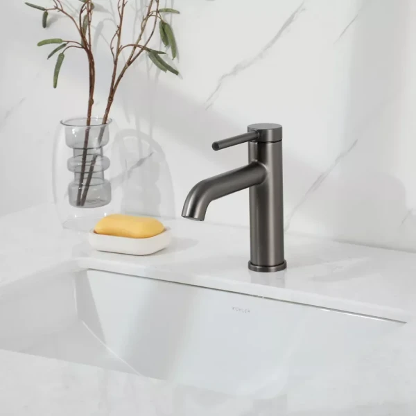 Смеситель для умывальника GAPPO G1006-9 однорычажный с круглым изливом серый (Gungrey) крепление гайкой Ø35