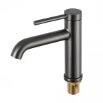 Смеситель для умывальника GAPPO G1006-9 однорычажный с круглым изливом серый (Gungrey) крепление гайкой Ø35