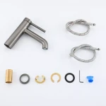 Смеситель для умывальника GAPPO G1006-9 однорычажный с круглым изливом серый (Gungrey) крепление гайкой Ø35