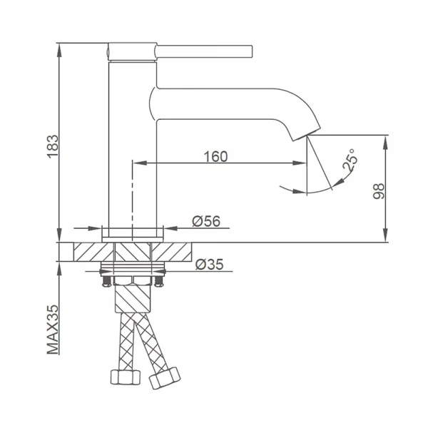 Смеситель для умывальника GAPPO G1006-9 однорычажный с круглым изливом серый (Gungrey) крепление гайкой Ø35