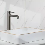 Смеситель для умывальника GAPPO G1006-29 однорычажный с круглым изливом серый (Gungrey) крепление гайкой Ø35