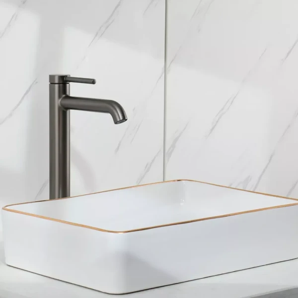 Смеситель для умывальника GAPPO G1006-29 однорычажный с круглым изливом серый (Gungrey) крепление гайкой Ø35