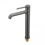 Смеситель для умывальника GAPPO G1006-29 однорычажный с круглым изливом серый (Gungrey) крепление гайкой Ø35