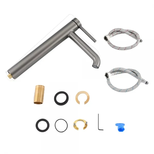 Смеситель для умывальника GAPPO G1006-29 однорычажный с круглым изливом серый (Gungrey) крепление гайкой Ø35