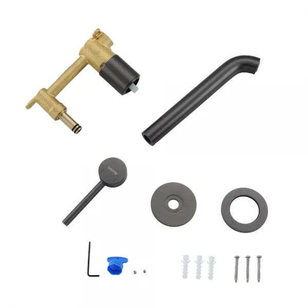 Смеситель для умывальника GAPPO G1206-9 однорычажный с круглым изливом латунный серый (Gungrey) Ø35