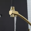 Смеситель для кухни GAPPO G4398-13 под осмос однорычажный с высоким силиконовым изливом крепления шпилькой латунный Ø35 золото/черный