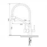 Смеситель для кухни GAPPO G4398-13 под осмос однорычажный с высоким силиконовым изливом крепления шпилькой латунный Ø35 золото/черный