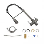 Смеситель для кухни GAPPO G4398-69 под однорычажный осмос с высоким силиконовым изливом серый (Gungrey) с латунной шпилькой Ø35