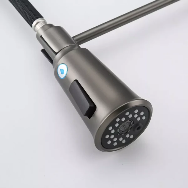 Смеситель для кухни GAPPO G4398-69 под однорычажный осмос с высоким силиконовым изливом серый (Gungrey) с латунной шпилькой Ø35