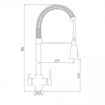 Смеситель для кухни GAPPO G4398-69 под однорычажный осмос с высоким силиконовым изливом серый (Gungrey) с латунной шпилькой Ø35