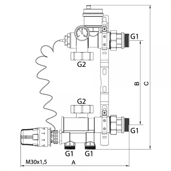 Насосно-змішувальний вузол для теплої підлоги ITAL MS1-C 1