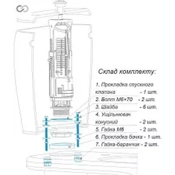 НКУБ-01 набір для кріплення бачка до унітазу {1}