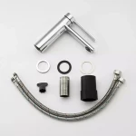 Смеситель для умывальника FRAP F1067 однорычажный с литым изливом латунный корпус крепления гайкой диаметр 25 мм хром