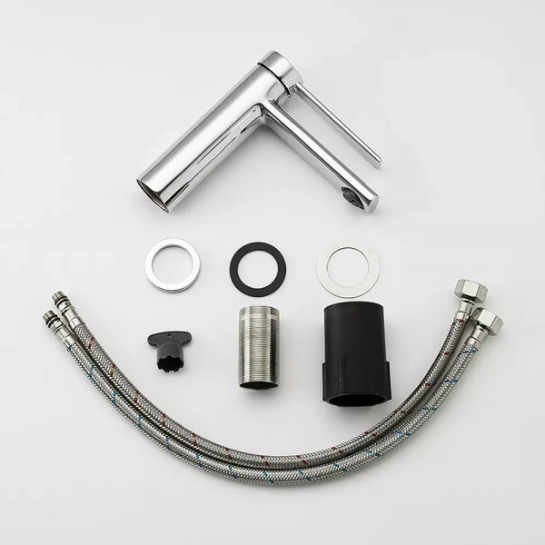 Смеситель для умывальника FRAP F1067 однорычажный с литым изливом латунный корпус крепления гайкой диаметр 25 мм хром