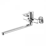 Смеситель для ванны FRAP F2267 однорычажный с длинным плоским изливом хромированный латунный корпус Ø35