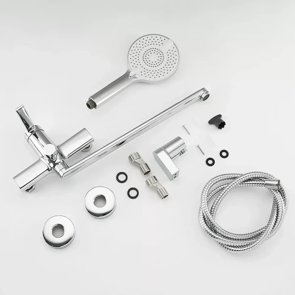 Смеситель для ванны FRAP F2267 однорычажный с длинным плоским изливом хромированный латунный корпус Ø35