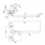 Смеситель для ванны FRAP F2267 однорычажный с длинным плоским изливом хромированный латунный корпус Ø35