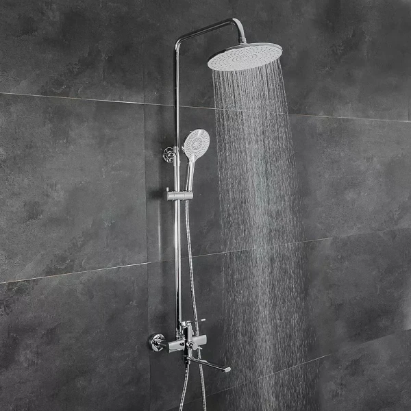 Душевая система FRAP F2467 3-х функциональная с поворотным изливом хромированная латунный корпус Ø35