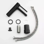 Смеситель для умывальника FRAP F1067-6 однорычажный с литым изливом корпус латунный черный крепеж гайкой Ø25