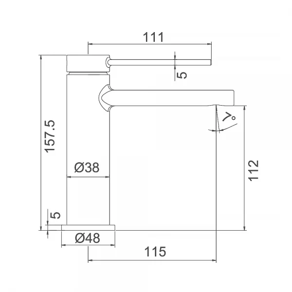 Смеситель для умывальника FRAP F1067-6 однорычажный с литым изливом корпус латунный черный крепеж гайкой Ø25