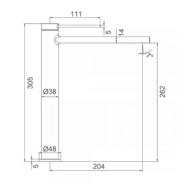 Смеситель для умывальника FRAP F1067-62 однорычажный с литым изливом черный, латунный корпус крепления гайкой Ø25